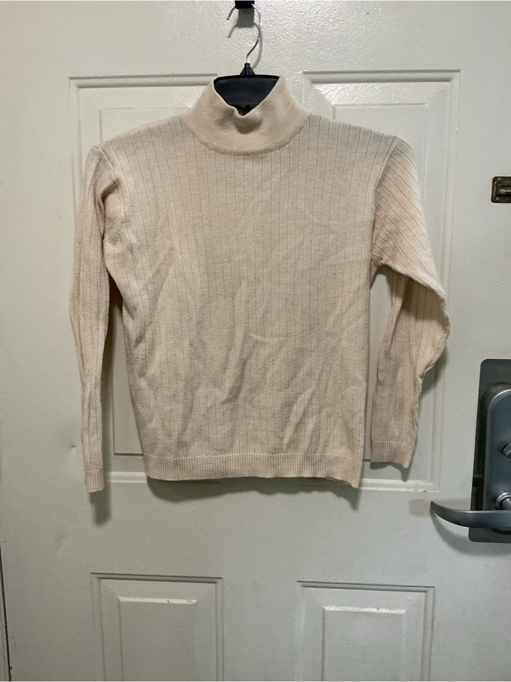 Karen Scott Cream Ribbed Turtleneck